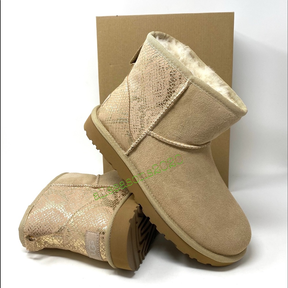 UGG Classic Mini Women’s Boots Metallic Shake Gold - Picture 6 of 11